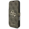 Etui Guess Book 4G Metal Logo na iPhone 18 Pro / 17 Pro - brązowe