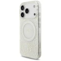 Etui Guess IML Flowers Allover Electroplated with Pearl Strap MagSafe na iPhone 18 Pro / 17 Pro - białe