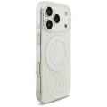 Etui Guess IML Flowers Allover Electroplated with Pearl Strap MagSafe na iPhone 18 Pro / 17 Pro - białe