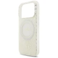 Etui Guess IML Flowers Allover Electroplated with Pearl Strap MagSafe na iPhone 18 Pro / 17 Pro - białe