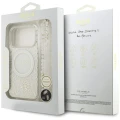 Etui Guess IML Flowers Allover Electroplated with Pearl Strap MagSafe na iPhone 18 Pro / 17 Pro - białe
