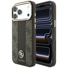Etui Guess 4G with Stripe Round and Classic Logos MagSafe na iPhone 17 Pro Max / 18 Pro Max - brązowe