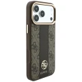 Etui Guess 4G with Stripe Round and Classic Logos MagSafe na iPhone 17 Pro Max / 18 Pro Max - brązowe