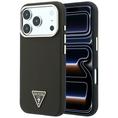 Etui Guess Kevlar Triangle Logo MagSafe na iPhone 17 Pro Max / 18 Pro Max - brązowe