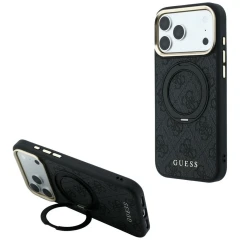 Etui Guess Ring Stand 360 4G Classic Logo MagSafe na iPhone 17 Pro Max / 18 Pro Max - czarne
