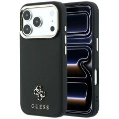 Etui Guess Saffiano Small 4G & Classic Logo MagSafe na iPhone 17 Pro Max / 18 Pro Max - czarne