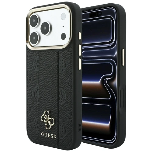 Etui Guess Stripe Peony 4G Logo MagSafe na iPhone 17 Pro Max / 18 Pro Max - czarne