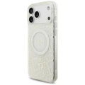 Etui Guess IML Flowers Allover Electroplated with Pearl Strap MagSafe na iPhone 18 Pro Max / 17 Pro Max - białe
