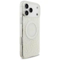 Etui Guess IML Flowers Allover Electroplated with Pearl Strap MagSafe na iPhone 18 Pro Max / 17 Pro Max - białe