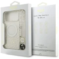 Etui Guess IML Flowers Allover Electroplated with Pearl Strap MagSafe na iPhone 18 Pro Max / 17 Pro Max - białe