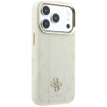 Etui Guess Stripe Peony 4G Logo MagSafe na iPhone 18 Pro Max / 17 Pro Max - beżowe