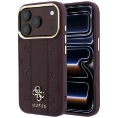 Etui Guess Stripe Peony 4G Logo MagSafe na iPhone 18 Pro Max / 17 Pro Max - burgundowe