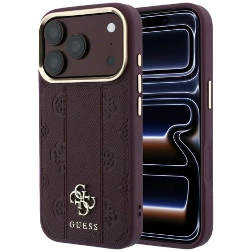 Etui Guess Stripe Peony 4G Logo MagSafe na iPhone 18 Pro Max / 17 Pro Max - burgundowe
