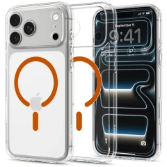 Etui Spigen Ultra Hybrid MagSafe na iPhone 18 Pro / 17 Pro - przezroczysto-pomarańczowe