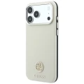 Etui Guess Grained Round Strass Logo MagSafe na iPhone 18 Pro / 17 Pro - beżowe