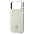 Etui Guess Grained Round Strass Logo MagSafe na iPhone 18 Pro / 17 Pro - beżowe