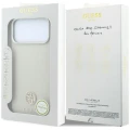 Etui Guess Grained Round Strass Logo MagSafe na iPhone 18 Pro / 17 Pro - beżowe