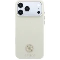 Etui Guess Grained Round Strass Logo MagSafe na iPhone 18 Pro Max / 17 Pro Max - beżowe