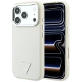 Etui Guess Grained Triangle Logo MagSafe na iPhone 18 Pro / 17 Pro - beżowe
