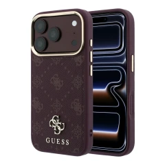 Etui Guess Peony 4G Small Logo MagSafe na iPhone 18 Pro Max / 17 Pro Max - burgundowe