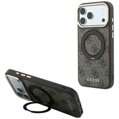 Etui Guess Ring Stand 360 4G Classic Logo MagSafe na iPhone 18 Pro / 17 Pro - brązowe