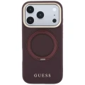 Etui Guess Ring Stand 360 Grained Classic Logo MagSafe na iPhone 18 Pro Max / 17 Pro Max - burgundowe