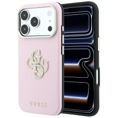 Etui Guess Smooth & Big Strass Logo na iPhone 18 Pro Max / 17 Pro Max - różowe