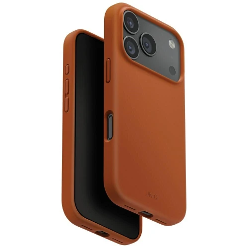Etui UNIQ Lino na iPhone 17 Pro Magclick Charging - pomarańczowe