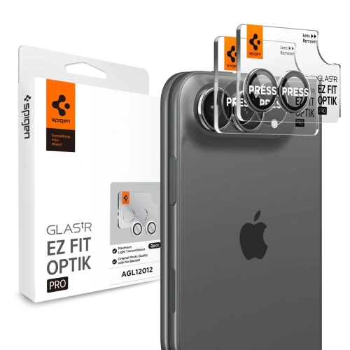 Szkło hartowane na aparat Spigen Optik Pro GLAS.TR EZ FIT 2-Pack na iPhone Duo - białe