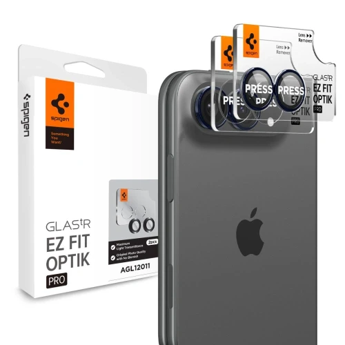 Szkło hartowane na aparat Spigen Optik Pro Glas.tR EZ Fit 2-Pack na iPhone Duo - granatowe
