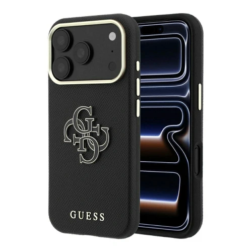 Etui Guess Grained & Big Resin Logo na iPhone 18 Pro Max / 17 Pro Max - czarne