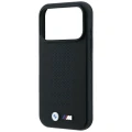 Etui BMW M Blue Perfo Metal Logo MagSafe na iPhone 18 Pro / 17 Pro - czarne