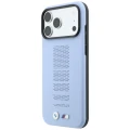 Etui BMW M Blue Perfo Metal Logo MagSafe na iPhone 18 Pro / 17 Pro - niebieskie