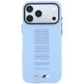 Etui BMW M Blue Perfo Metal Logo MagSafe na iPhone 18 Pro / 17 Pro - niebieskie