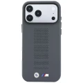 Etui BMW M Blue Perfo Metal Logo MagSafe na iPhone 18 Pro Max / 17 Pro Max - szare