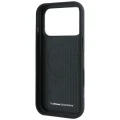 Etui BMW M Quadrille Kevlar Print Tricolor Lines & Metal Logo MagSafe na iPhone 18 Pro Max / 17 Pro Max - ciemnoszare
