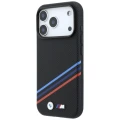 Etui BMW M Quadrille Kevlar Print Tricolor Lines & Metal Logo MagSafe na iPhone 18 Pro / 17 Pro - czarne