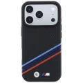 Etui BMW M Quadrille Kevlar Print Tricolor Lines & Metal Logo MagSafe na iPhone 18 Pro Max / 17 Pro Max - czarne