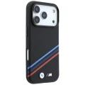 Etui BMW M Quadrille Kevlar Print Tricolor Lines & Metal Logo MagSafe na iPhone 18 Pro Max / 17 Pro Max - czarne