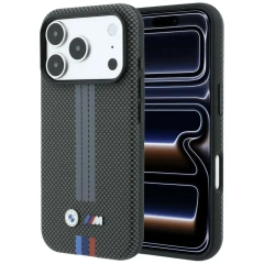 Etui BMW M Quadrille Kevlar Tricolor Print Lines MagSafe na iPhone 18 Pro / 17 Pro - ciemnoszare