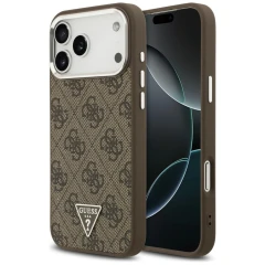 Etui Guess 4G Triangle Logo MagSafe na iPhone 18 Pro Max / 17 Pro Max - brązowo-srebrne