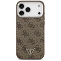 Etui Guess 4G Triangle Logo MagSafe na iPhone 18 Pro Max / 17 Pro Max - brązowo-srebrne