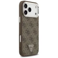 Etui Guess 4G Triangle Logo MagSafe na iPhone 18 Pro Max / 17 Pro Max - brązowo-srebrne