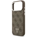 Etui Guess 4G Triangle Logo MagSafe na iPhone 18 Pro Max / 17 Pro Max - brązowo-srebrne