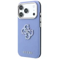 Etui Guess Grained & Big Resin Logo na iPhone 18 Pro Max / 17 Pro Max - niebieskie