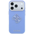 Etui Guess Grained & Big Resin Logo na iPhone 18 Pro Max / 17 Pro Max - niebieskie