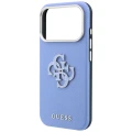 Etui Guess Grained & Big Resin Logo na iPhone 18 Pro Max / 17 Pro Max - niebieskie