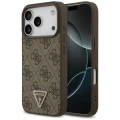 Etui Guess Leather 4G Triangle Strass MagSafe na iPhone 18 Pro / 17 Pro - brązowe