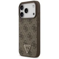 Etui Guess Leather 4G Triangle Strass MagSafe na iPhone 18 Pro / 17 Pro - brązowe
