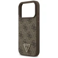 Etui Guess Leather 4G Triangle Strass MagSafe na iPhone 18 Pro / 17 Pro - brązowe